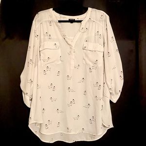 Torrid Harper Size 3 Blouse- Dogs with Hats Print